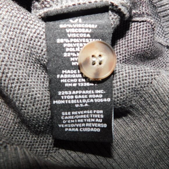 Spalding Mens XL Gray Black Spellout Button Front Cardigan Sweater New w Tag - Picture 8 of 9